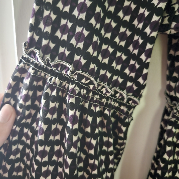 Black and purple three-quarter sleeve blouse - Picture 3 of 4